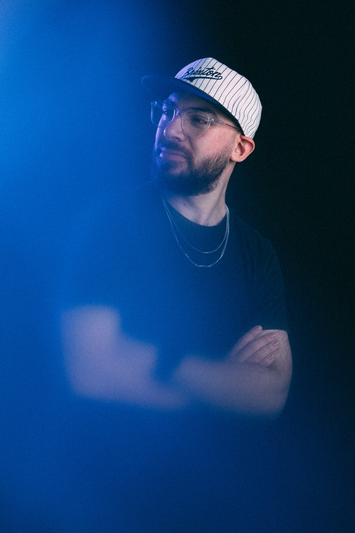 Christian in deep blue light